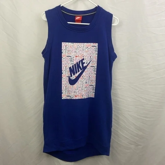 Nike Womens Blue Size Small Sweatshirt Sleeveless Dress - Picture 3 of 11